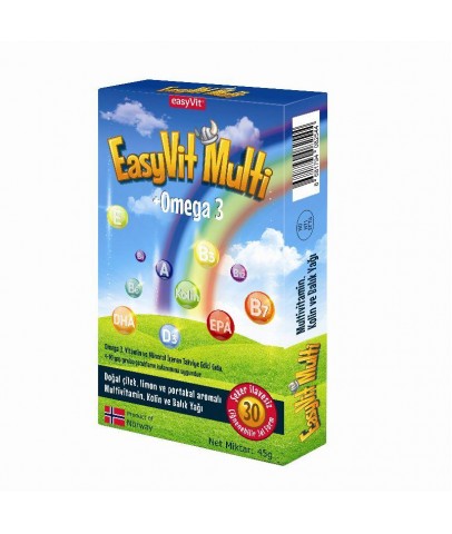 EasyVit Multi Omega 3 Multivitamin 30 Çiğnenebilir Jel Tablet