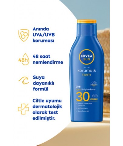 Nivea Sun Koruma ve Nem Güneş Sütü Spf 30 200 ml