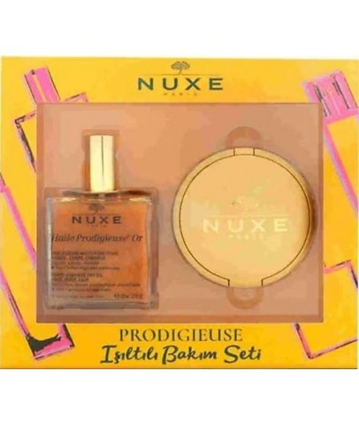 Nuxe Işıltılı Güzellik Seti Huile Prodigieuse Or 100 ml + Prodigieux Compact Pudra 25 gr Tam Set