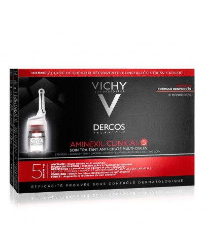 Vichy Dercos Aminexil Clinical 5 21x6ml - Erkekler için Saç Dökülmesine Karşı Serum