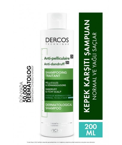 Vichy Dercos Anti Dandruff Kepek Karşıtı Şampuan 200 ml - Normal ve Yağlı Saçlar