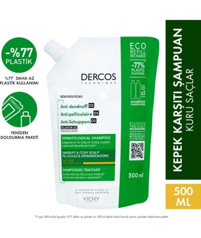 Vichy Dercos Anti Dandruff Kepek Karşıtı Şampuan 500ml Kuru Saçlar