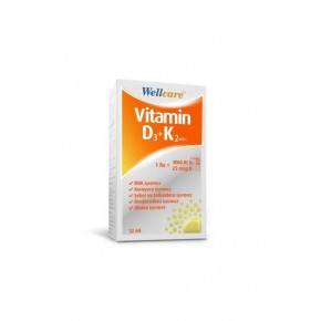 Wellcare Vitamin D3 + K2 25 mcg 1000 IU 12 ml